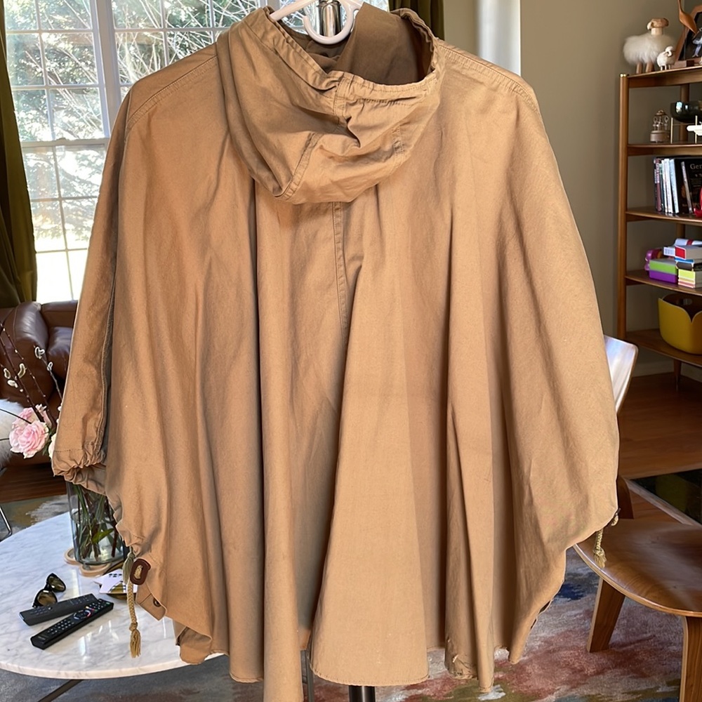 Steven Alan green poncho with hoodie.